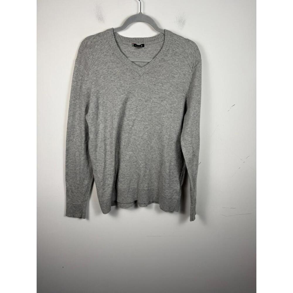 Smartwool Sweater Mens Medium Gray Sparwood V Neck Merino Wool‎ Nylon Silk Knit